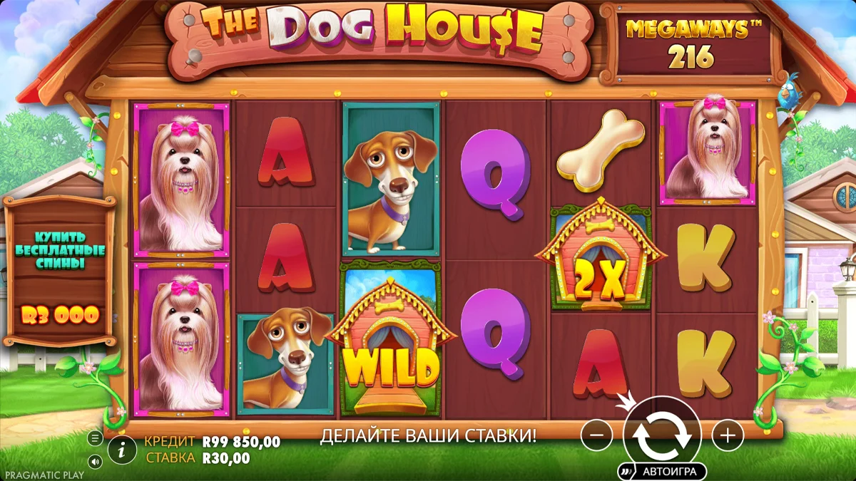 The Dog House Megaways Tumble-каскад с выигрышной комбинацией