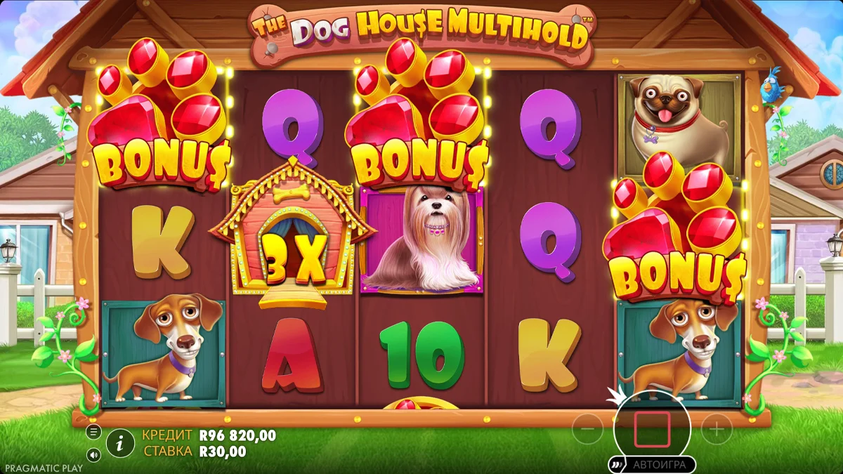 The Dog House Multihold интерфейс с общей ставкой и Buy Bonus