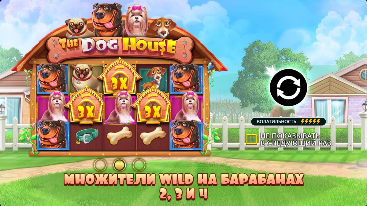 The Dog House базовая игра с символами собак на сетке 5x3